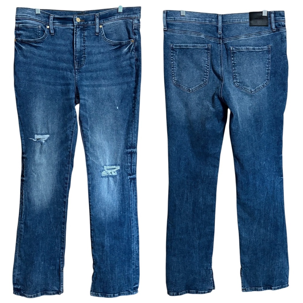 Express Skyscraper Mid Rise Distressed Stretch Conscious Edit Bootcut Jeans 14L